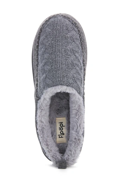 Floopi Tori Cable Knit Faux Shearling Slipper In Grey