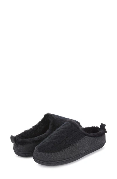 Shop Floopi Tori Cable Knit Faux Shearling Slipper In Black