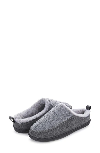 Floopi Tori Cable Knit Faux Shearling Slipper In Grey