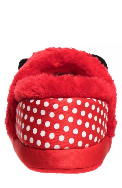 Josmo Minnie Mouse Faux Fur Trimmed Slipper In Red