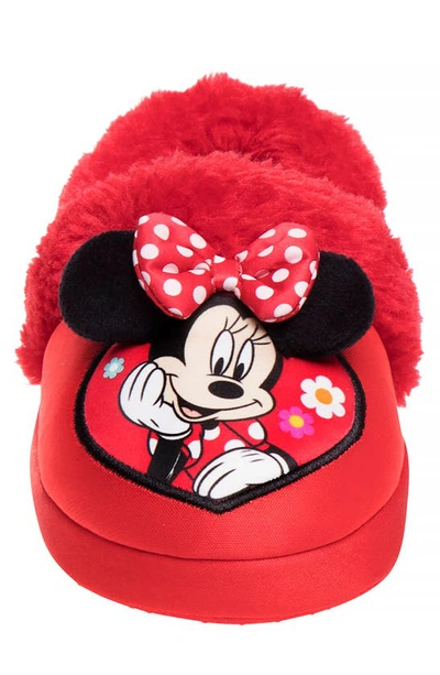 Josmo Minnie Mouse Faux Fur Trimmed Slipper In Red