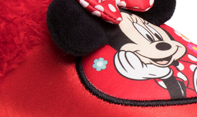 Josmo Minnie Mouse Faux Fur Trimmed Slipper In Red
