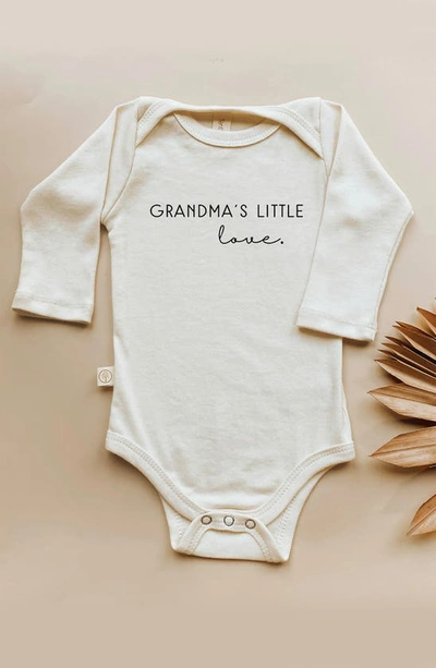 Shop Tenth & Pine Grandma's Little Love Long Sleeve Organic Cotton Bodysuit In Natural