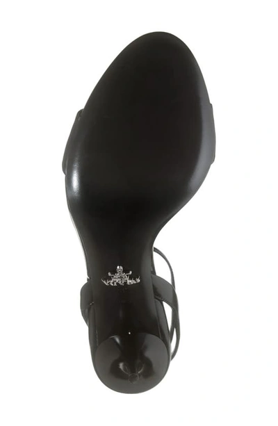 Shop Prada Triangle Logo Ankle Strap Sandal In Nero Spazzolato