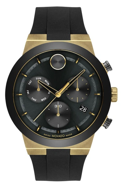 Shop Movado Bold Fusion Chronograph Silicone Strap Watch, 44mm In Black