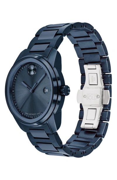Shop Movado Bold Verso Bracelet Watch, 42mm In Blue