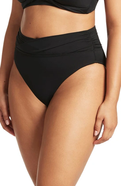 Shop Sea Level Essential Wrap High Waist Bikini Bottoms In Black