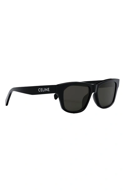 Shop Celine 55mm Rectangular Sunglasses In Black
