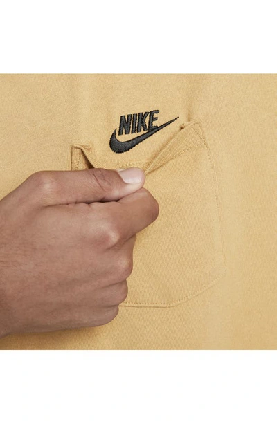 Shop Nike Sportswear Premium Essentials Pocket T-shirt In Elemental Gold