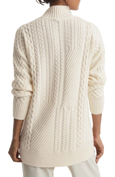 Shop Reiss Martha Cable Stitch Wool Blend Mock Neck Sweater In Cream