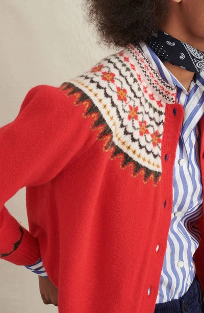 Shop Alex Mill Hilde Fair Isle Cardigan In Flame Multi