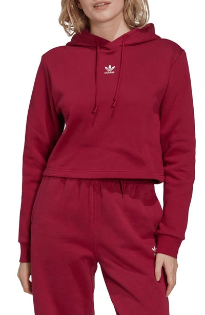 Shop Adidas Originals Adicolor Essentials Crop Fleece Hoodie In Legacy Burgundy