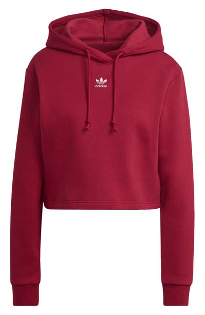 Shop Adidas Originals Adicolor Essentials Crop Fleece Hoodie In Legacy Burgundy