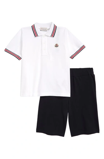 Shop Moncler Polo Tee Short Set In White