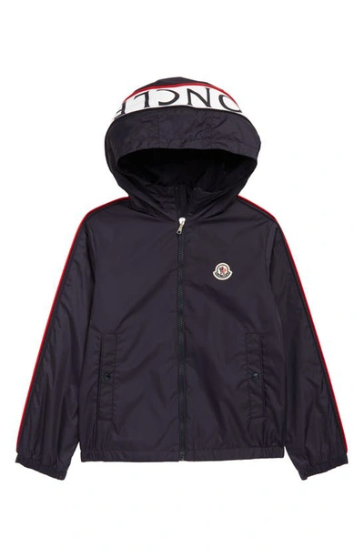 Shop Moncler Kids' Logo Jacket In Navy