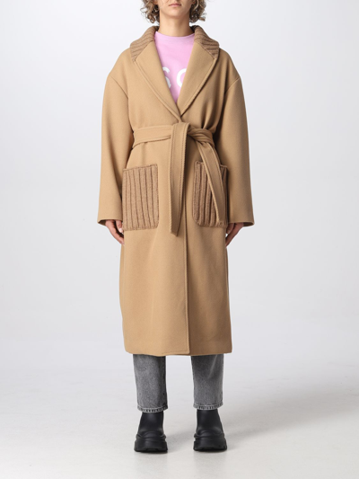 Shop Msgm Coat  Woman In Camel