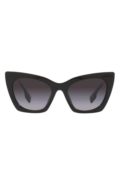 Shop Burberry 52mm Cat Eye Sunglasses In Black
