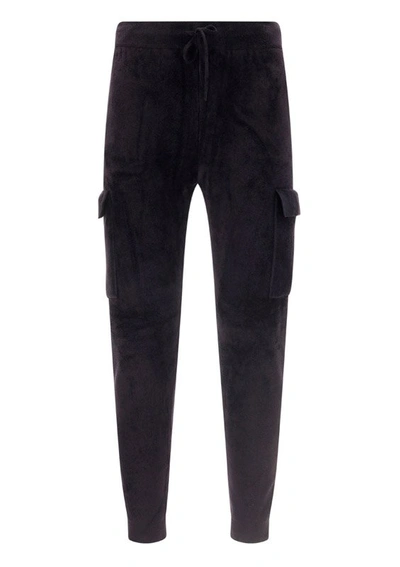 Shop Helmut Lang Velvet Drawstring Cargo Pants In Black