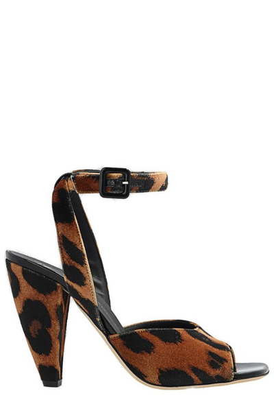 Shop Giuseppe Zanotti Leopard Printed Square Toe Sandals In Multi