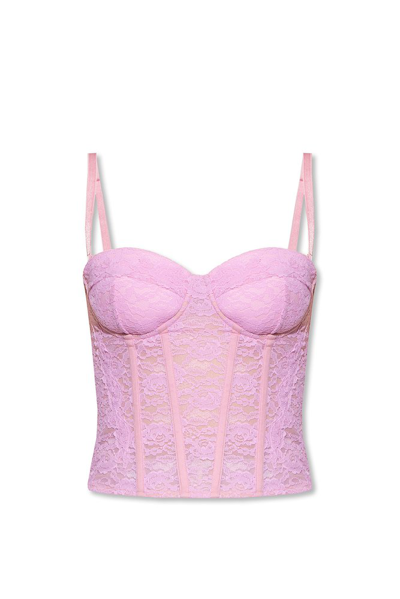 Shop Moschino Lace In Pink