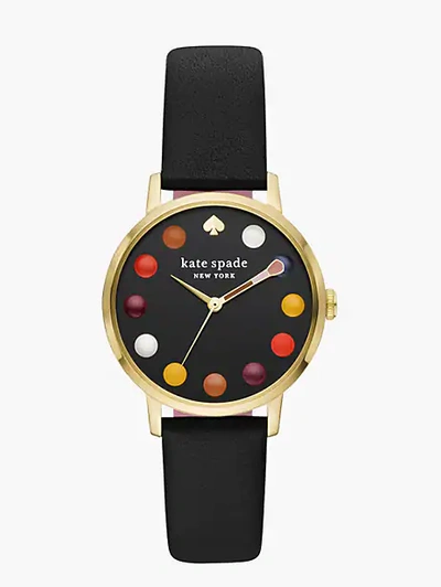Shop Kate Spade Metro Dot Black Leather Watch