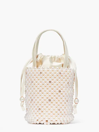 Shop Kate Spade Purl Pearl Embellished Small Bucket Bag In Iridescent