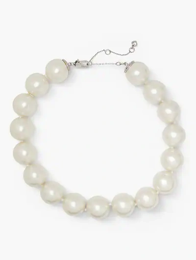 Kate Spade Pearls Please Collar In Cream/silver