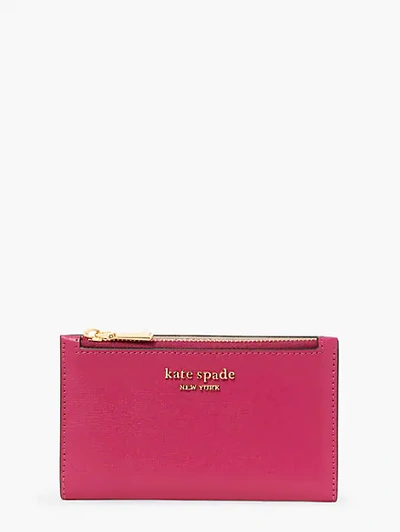Shop Kate Spade Morgan Small Slim Bifold Wallet In Plum Liqueur