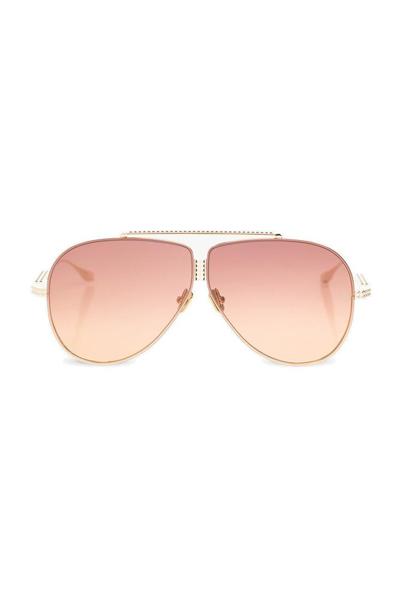 Shop Valentino Eyewear Pilot Frame Sunglasses In Gold