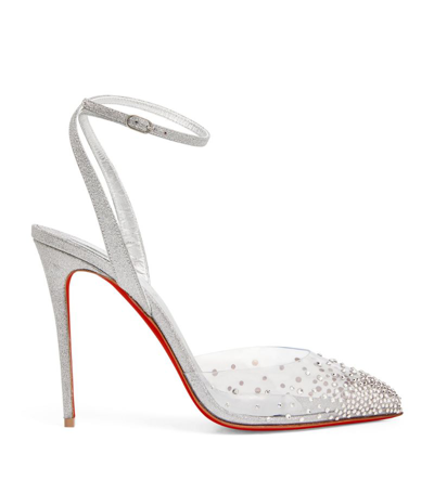 Shop Christian Louboutin Spikaqueen Strass Sandals 100 In Silver