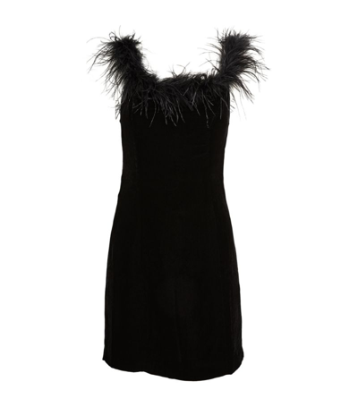 Shop Rixo London Feather-trim Lena Mini Dress In Black