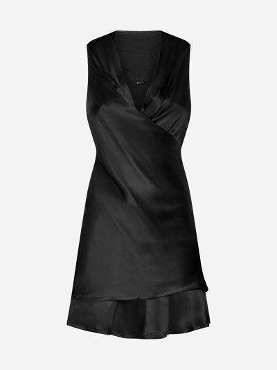 Shop Ann Demeulemeester Angelika Silk Mini Dress In Black