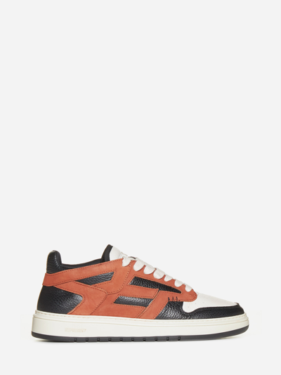Shop Represent Reptor Leather And Suede Sneakers In Clay
