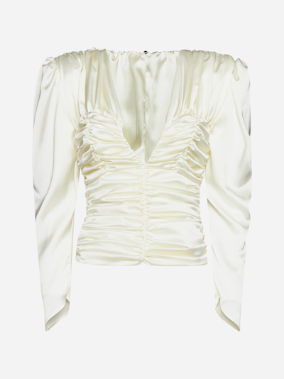Shop Nineminutes The Paolina Satin Top In Champagne