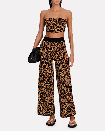 Shop Staud Shane Strapless Leopard Knit Top In Multi