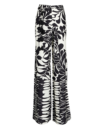 Shop Alexis Bow Belted Floral Wide-leg Pants In Black
