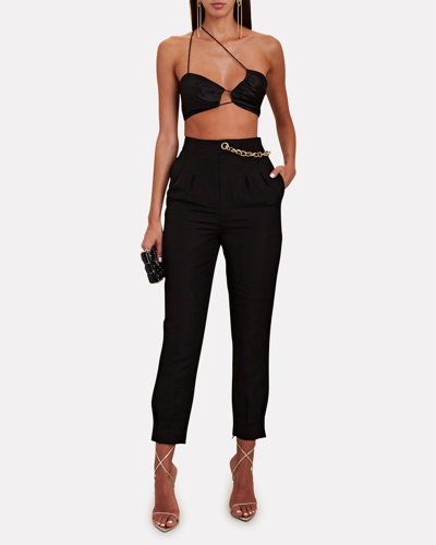 Shop Aje Annabelle Chain-embellished Cropped Pants In Black