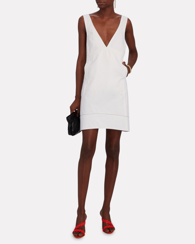 Shop Proenza Schouler White Label V-neck Cotton-linen Mini Dress