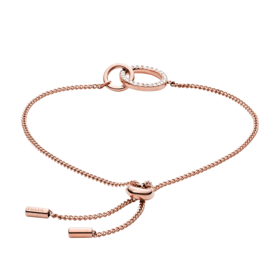 Fossil Women's Rose Gold Stainless Steel Chain Bracelet In Black