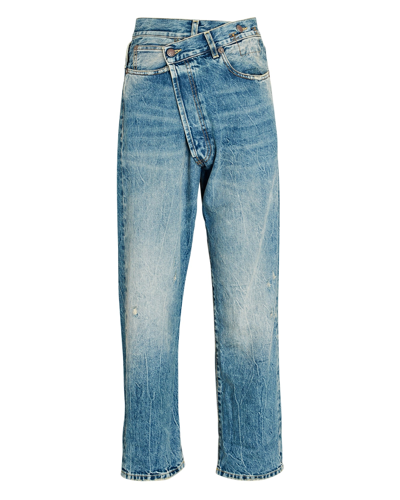 Shop R13 Crossover Distressed Straight-leg Jeans In Multi