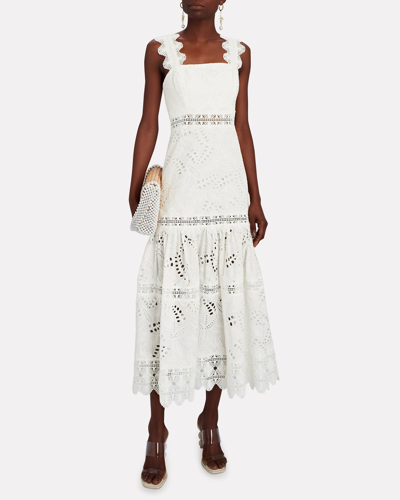 Shop Waimari Sireneusse Eyelet Cotton Maxi Dress In White