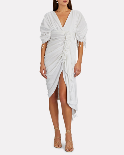 Shop Just Bee Queen Luma Ruched High-low Midi Dress In White