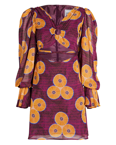 Shop Autumn Adeigbo Amelie Cut-out Floral Mini Dress In Multi