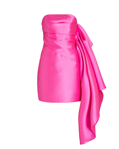 Shop Solace London Elia Strapless Duchesse-satin Mini Dress In Pink