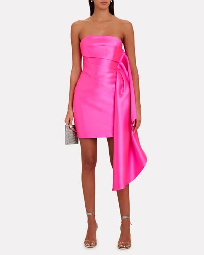 Shop Solace London Elia Strapless Duchesse-satin Mini Dress In Pink