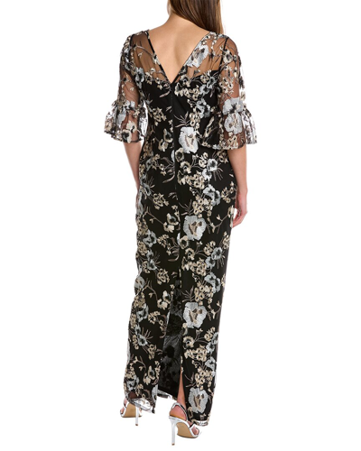 Shop Adrianna Papell Embroidered Column Gown In Black
