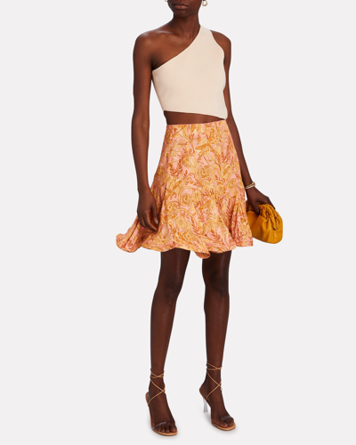Shop Agua By Agua Bendita Cerezo Pleated Floral Mini Skirt In Multi