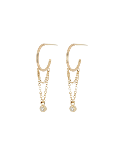 Shop Zoë Chicco Diamond Chain Hoop Earrings In Gold
