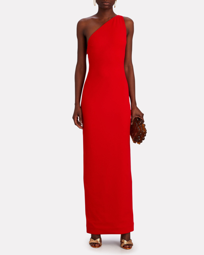 Shop Solace London Nadina One-shoulder Crepe Maxi Dress In Red