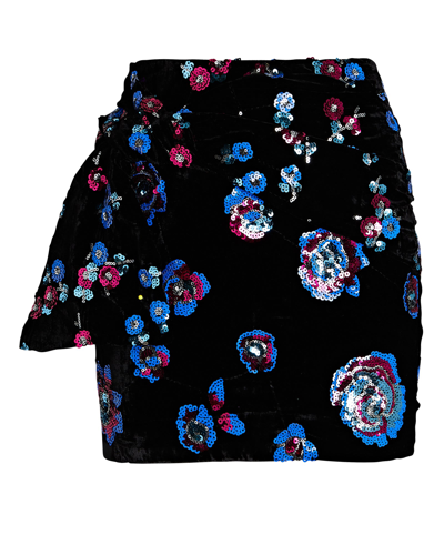 Shop Sabina Musayev Helmi Sequined Velvet Mini Skirt In Black
